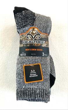 Realtree Men's Crew Socks 3 PR/PK Multi 10-13 Wool Blend NWT
